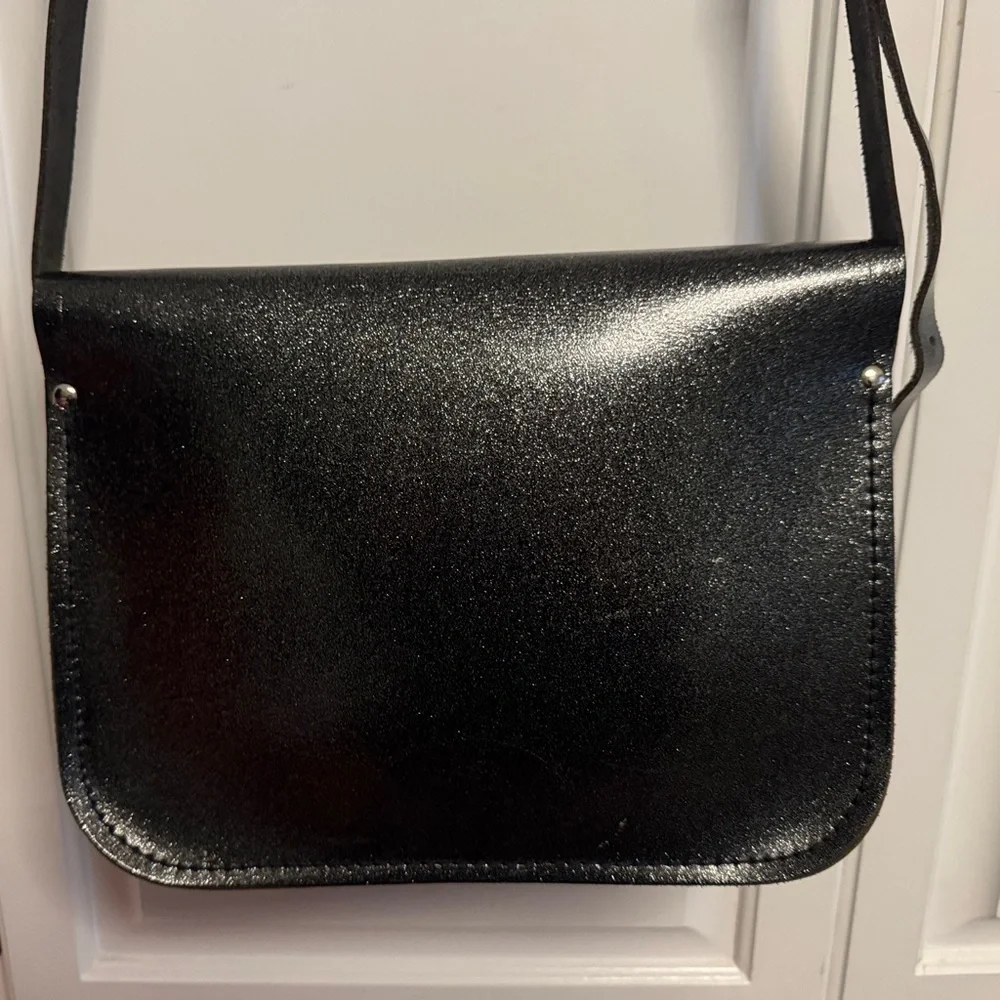CAMBRIDGE SATCHEL Black Leather Glitter Shoulder Crossbody Bag